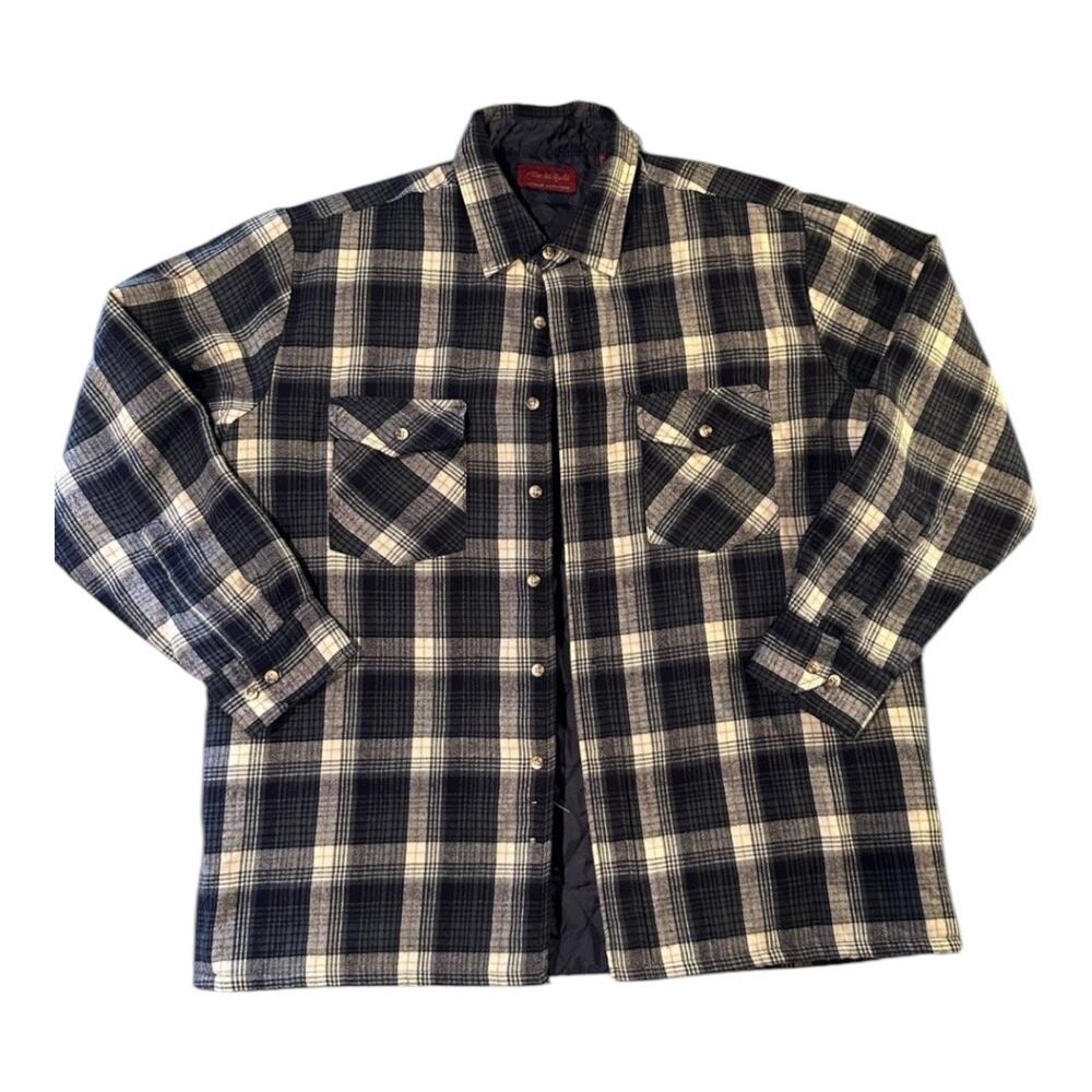 Vintage Allen Wickfield Plaid Flannel Shirt Mens Size XL